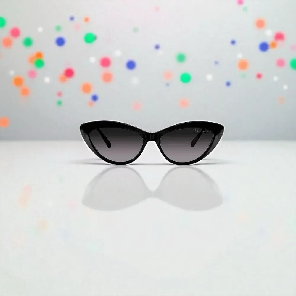 VELVET EYEWEAR The Lily Cat Eye Sunglasses in black w/microfiber pouch